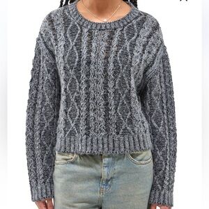 *NWT* BDG Urban Outfitters Acid Crop Cable Knit Sweater in gray/violet Size XL